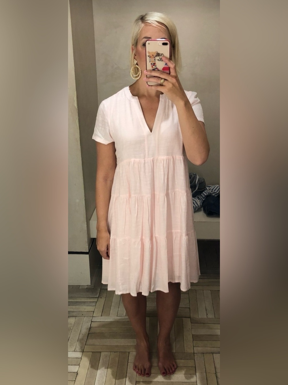 Maeve by Anthropologie Soft Pink Tiered  Dress